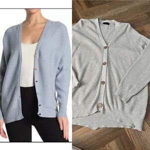 T Tahari Ribbed Knit Cardigan Sweater